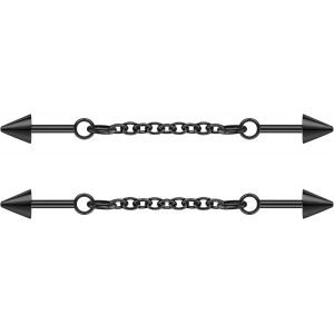 Kal-Paire Bijoux Piercing Industriel Acier Chirurgical 16g, Boucles D'oreilles À Tige Industrielles Chaîne Pendante, Bijoux Barre Industrielle Cartilage Hélix Pour Femmes Et Hommes - Neuf