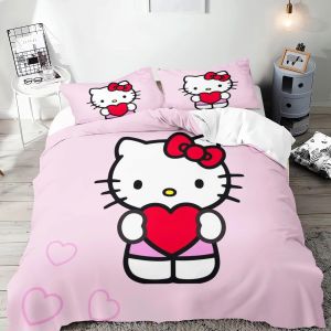 Parure De Lit Hello Kitty Avec Housse De Couette Et Housse De Couette 3d Pour Enfants - Neuf