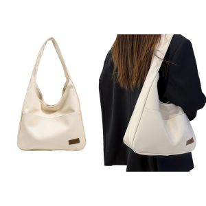 Grand sac cabas en similicuir pour femme - Sac &agrave; bandouli&egrave;re id&eacute;al pour le travail et les voyages - Blanc - Neuf