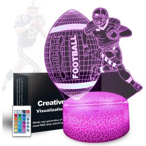 Cadeau de football pour les fans de sport, veilleuse de football, 16 couleurs changeantes, lampe de d&eacute;coration avec t&eacute;l&eacute;commande et tactile, cadeau pour No&euml;l, Saint-Valentin, anniversaire, pour - Neuf