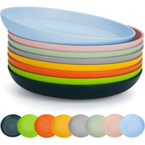 Ulteronixshop-23cm Assiette En Plastique 8 Couleurs R&eacute;utilisable Et Robuste Service De Vaisselle, Bols Pour Nouilles, Ap&eacute;ritif, Dessert C&eacute;r&eacute;ales, Sans Bpa Passe Au Micro-Ondes Et Lave-Vaisselle - Neuf