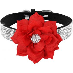 Eryi-Collier Pour Chien Avec Strass, Joli Collier En Daim Doux Et Étincelant Pour Chien Et Chat (M, Noir-6) - Neuf