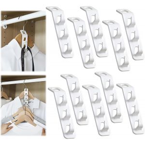KGABERY-10 Pièces Cintre Gain De Place,Crochet Cintre Crochet Pour Cintres Gain De Place Max Cintres Gain De Place,Crochets A Vêtements En Cascade Pour Garde Robe Armoires Organisateur - Neuf
