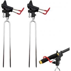 Lbgwp60-Supportde Canne À Pêche, 2 Pièces Support Canne A Peche En Acier Inoxydable Réglable À 360°, Repose-Canne À Pêches Enfichable Pour Pêches En Rivière, Pêche À La Plage Noir Rouge - Neuf