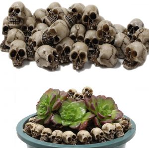 Lot de 20 mini crânes décoratifs, figurines réalistes, squelettes, ornements pour Halloween, décorations de fête - Neuf