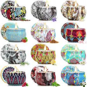 Lot de 12 bougies parfum&eacute;es pour femme,bougies d'aromath&eacute;rapie pour la maison,bougies en pot de cire de soja de 70,9 g pour soulager le stress - Neuf