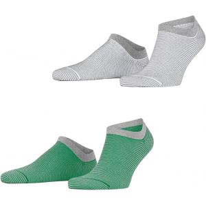 Femme Fine Stripe 2-Pack Socquettes Respirantes Durables Biologiques Coton Chaussettes Basses Renforcées Extra-Douces Sur La Peau Motif Fantaisie Rayé Multipack Lot De 2 Paires.[C2826] - Neuf