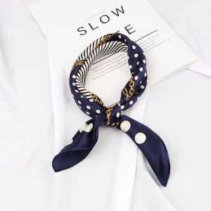 Foulard En Soie Pour Femme, Grand Foulard Carré En Satin, Motif Tendance, 50,8 X 50,8 Cm, Bleu - Neuf