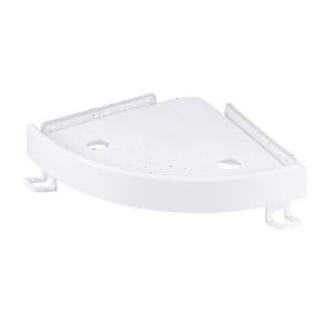Cuisine Salle De Bain Mur Coin Étagère Forte Aspiration Triangle Rangement Étagères Rack (Blanc) - Neuf