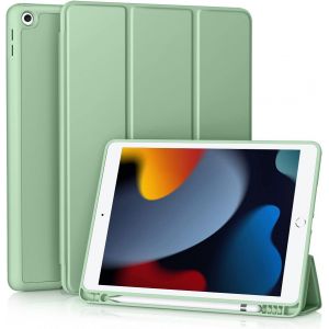 Coque Compatible Avec Ipad 9ème/8ème/7ème Génération, Modèle 2021/2020/2019, Housse Étui Avec Pencil Holder Pour Ipad 10.2, Veille/Réveil Automatique Bleu - Neuf