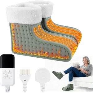 Chauffe-pieds électrique pour homme et femme - Design divisé - Chauffage rapide - 6 réglages de température et 4 modes de minuterie - Doublure intérieure lavable en machine - Neuf