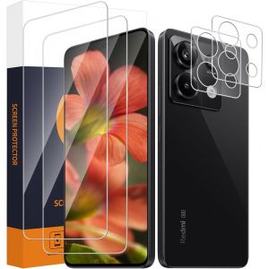 Kalanka-Lot De 2 Films De Protection D'&eacute;cran En Verre Blind&eacute; Pour Xiaomi Redmi Note 13 5g + 2 Protections D'appareil Photo, Duret&eacute; 9h, Toucher Sensible, Pas De Bulles, Bord 2,5d, Ultra Transparent - Neuf