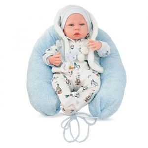 Poup&eacute;e REBORN - Berjuan S.L - Pyjama blanc - Chapeau bleu - M&eacute;canisme bouton pleur - 50 cm - Multicolore - Plastique - Neuf