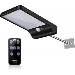 48 Led Lampe Solaire Ext&eacute;rieur, Etanche Lumi&egrave;re Ext&eacute;rieur D&eacute;tecteur De Mouvement Lampe Mural Jardin Spots Solaire Lampe S&eacute;curit&eacute; 3 Modes Avec T&eacute;l&eacute;commande (N Avec Tige) - Neuf