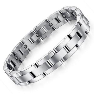 1pc Titane Acier Hommes Bracelet R&eacute;glable Bijoux Soulager Fatigue Bracelet Magn&eacute;tique Casual Vacances Porter - Neuf