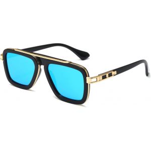 Lunettes De Soleil Carré Homme Femme, Rétro Lunettes De Soleil Pilote À Monture Métallique Carrée Lunettes Carre Vintage Uv400, 52mm - Neuf