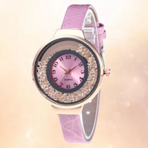 Montre A Quartz Etroite Zhoulianfa En Cuir Pu, Cadran Unique A Effet Sable Mouvant Pour Femme (Rose) - Neuf