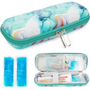 KALANKA-Pochette Isotherme Insuline -Trousse Isotherme Medicament pour Stylo d'insuline, Seringues, Aiguilles et d'autres Accessoires Medicaux pour Diabétique avec 2 Sac de Glace(Marbre Vert) - Neuf