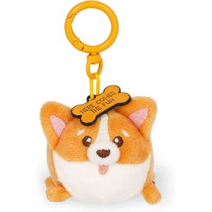 TIANYI-- Porte-clés Super Soft! Thème Corgi, Porte-clés en Peluche, Pendentif avec Message gravé et Mousqueton en Zinc, 7x11 cm - Neuf