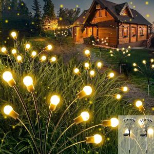 Lumiere Luciole Solaire Exterieur,2 Pi&egrave;ces 8 Led Lumi&egrave;res Solaires Jardin Ext&eacute;rieur Ip65 &Eacute;tanche Pour Balcon,Jardin, Patio, Passerelle(Blanc Chaud) - Neuf