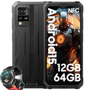 Blackview BV4800 SE Smartphone Incassable 6,56"" 12Go+64Go 5100mAh Dual SIM Android 15 Noir avec Smartwatch Blackview W50 Pro - Neuf