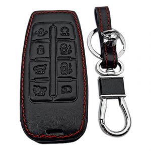 Étui à clés de voiture en cuir 8 boutons Smart Keyless Entry Remote Control Protector Cover pour G80 GV80 2019-2021 - Neuf