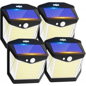 Kalanka-Lampe Solaire Exterieur Détecteur Mouvement - 248 Led Lumiere Solaire Exterieur Ip65 Etanche Éclairage 270° Sécurité Sans Fil Lampe Mural Applique Exterieur Pour Jardin Lot De 4 - Neuf