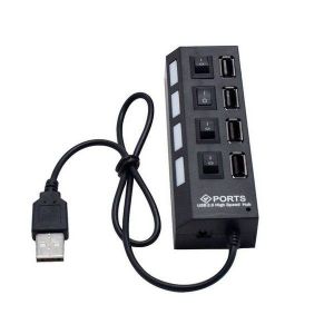 Adaptateur hub USB 2.0 4 ports avec interrupteur marche/arrêt - 3 pièces - Neuf
