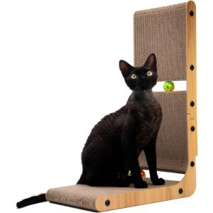 Cmws-Griffoir En Carton Pour Chat - En Forme De L - Avec Jouet À Balle - Pour Mur Et Coin - Grand Format - Neuf