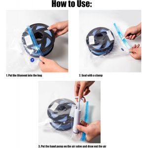 MEVRONISSHOP-Sacs &agrave; filaments, 10 pi&egrave;ces de s&eacute;curit&eacute; Sacs de pompe &agrave; air Sacs transparents de stockage sous vide Sac Stockage sous Vide de Filament d'Imprimante 3D Kit - Neuf