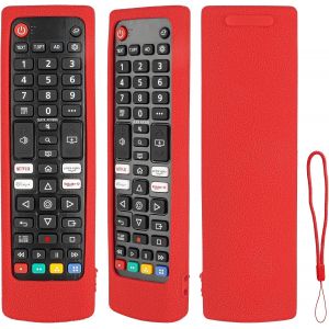 Coque t&eacute;l&eacute;commande en silicone compatible avec LG AKB74915324 AKB76037605 AKB76040301 AKB74915346 AKB75375608 TV t&eacute;l&eacute;commande housse de protection antichoc avec un cordon (rouge) - Neuf