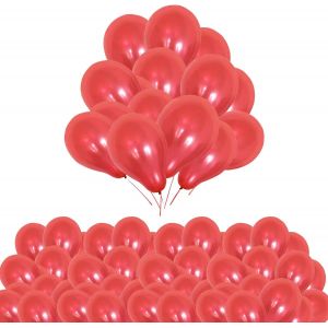 SJZG-Rouge Ballons 10 Inch 100Pcs Rouge Latex Ballons Paquet Fort &Eacute;pais No&euml;l Pour Mariage Anniversaire B&eacute;b&eacute; Showerxmas F&ecirc;te &Eacute;v&eacute;nement D&eacute;coration - Neuf