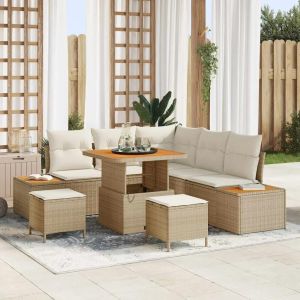 Vidaxl Ensemble De Canap&eacute; De Jardin 8 Pcs Beige Poly Rotin - Neuf