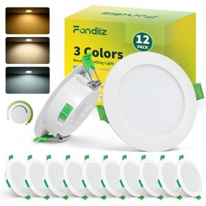 Subzonal-Spot Led Encastrable 68mm, 5w Spot Dimmable Led Blanc Chaud 2700k Blanc Neutre 4000k Blanc Froid 6000k R&eacute;glable, Spot Salle De Bain Ip44 Pour Salon Cuisine, Rond, Lot De 12 - Neuf