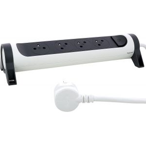 - Rotary Power Strip With Led Indicator Switch - 4 Surface Outlets With Earth - 1.5M Cord - White And Dark Grey - Neuf