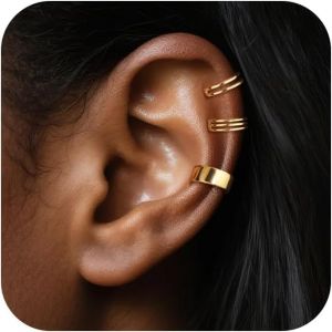 Kal-Boucles D'oreilles Pour Femmes Sans Trou Avec Zircone Cubique Ensemble Fausses Manchettes D'oreille &Agrave; Clip Chunky Cartilage - Neuf