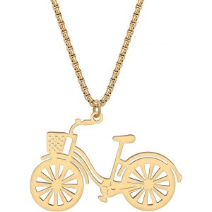 Kal-Collier De Bicyclette En Acier Inoxydable Plaqué Or 18k Pour Femmes Filles Enfants Pendentif Vélo Bijoux Cadeaux De Fête - Neuf