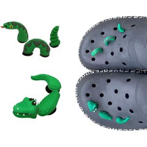 Kalanka-Lot De 2 Breloques (Serpent, Aligator) Pour Décoration De Chaussures De Sabots, Accessoires De Chaussures En Forme D'animal Pour Sabots, Cadeaux De Fête, Plastique - Neuf