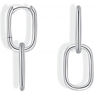 Kal-Boucles D'oreilles Créoles En Argent Sterling 925 Avec Pendentif, Boucles D'oreilles Créoles Pour Femme, Double Cercle Géométrique, Huggie Petit Sommeil, Créoles Triangulaires Ovales, - Neuf