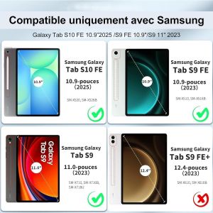Coque Clavier Pour Samsung Galaxy Tab S9 Fe/S10 Fe 10.9''/S9 11"" Avec Touchpad, Coque Clavier Azerty Français Rétroéclairé Bluetooth Pour Samsung Tab S10 Fe/S9 Fe 10.9""/S9 11"", Noir - Neuf