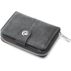 CAUC-Porte-Monnaie Femme Moyen avec Porte-Cartes et Grande Poche à Monnaie zippée, Portefeuille Femme avec Blocage RFID,Gris - Neuf