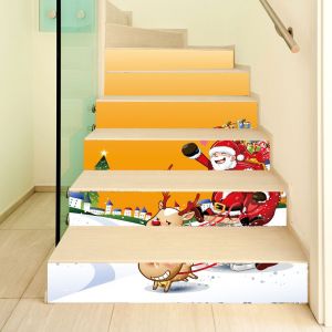 No&euml;l en 3D de l'Escalier des Autocollants de No&euml;l, les Wapitis des marches d'un Escalier D&eacute;calcomanies, Imperm&eacute;able &agrave; l'eau de la Famille D&eacute;cor Autocollants - Neuf