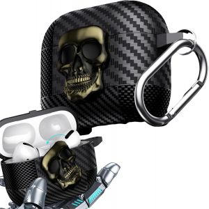 LORANKA-Coque pour Samsung Galaxy Buds 3 / Buds 3 Pro,3D Meatl Rotatable Skull Lock Design Etui de Protection avec Porte-Cl&eacute;s [LED Avant Visible] Etui Case pour Samsung Buds 3 Pro.Green Skull - Neuf