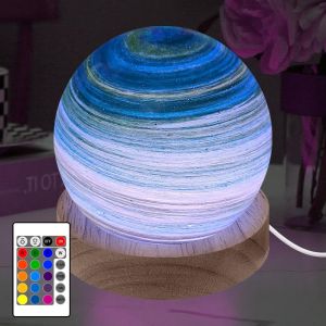 3D Lampe Led Plan&egrave;te Lampe Boule De Verre Dimmable Lumi&egrave;re D'Ambiance Lampe De Table Base En Bois Rgb 16 Couleurs Usb Veilleuse Pour Chambre Salon D&eacute;coration Cadeau No&euml;l, 8 Cm (A) - Neuf