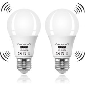 Sjzg-Ampoule Led D&eacute;tecteur De Mouvement 9w E27 Blanc Chaud 2700k Lampe Detecteur De Mouvement 2pcs - Neuf