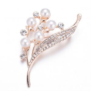 Broche Elegante En Forme De Fleur Pour Femme Avec Strass En Fausses Perles - Neuf