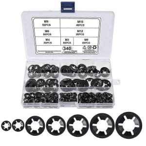 Rondelles de blocage universelles Rondelle de blocage M3 M4 M5 M6 M8 M10 M12 Kit d'assortiment de fixations rapides avec boîte noire 340 pièces - Neuf