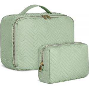 TIANYI-Trousse de Toilette Femme Grande Capacité Trousse Maquillage Imperméable Trousse de Toilette Voyage Sac à Cosmétiques 2 Pièces Noir (Vert) - Neuf