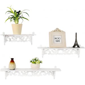 Lot De 3 Étagères Murales Flottantes Pour Chambre À Coucher, Salon, Cuisine Et Couloir Blanc - Neuf