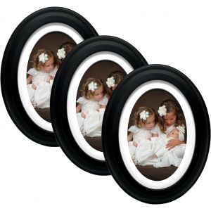 Cmwx-Lot De 3 Cadres Photo Ovales À Suspendre - Décoration D'intérieur - Blanc Et Noir - Outil De Décoration De Table Vintage (Noir, 12,7 X 17,8 Cm) - Neuf